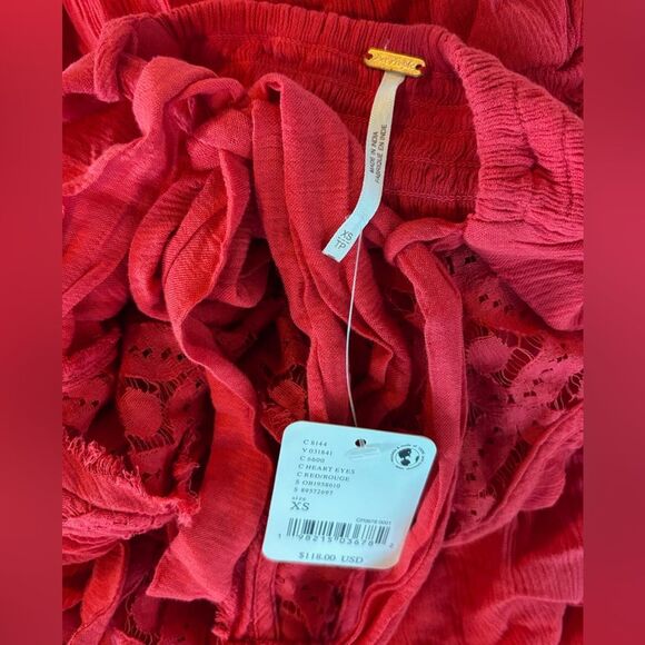 Nwt Free People Lost In Sunset Maxi Dress Red Heart Eyes - Picture 4 of 6